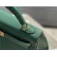 Hermes Kelly 25/28cm Sellier Bag Epsom Leather Silver/Gold Metal In Vert foncé High