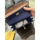 Hermes Kelly 25/28cm Sellier Bag Epsom Leather Silver/Gold Metal In Agate Blue High