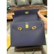 Hermes Kelly 25/28cm Sellier Bag Epsom Leather Silver/Gold Metal In Agate Blue High