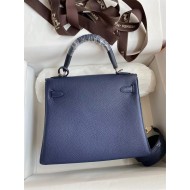 Hermes Kelly 25/28cm Retourne Bag Togo Leather In bleu obscur WAX High