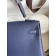 Hermes Kelly 25/28cm Retourne Bag Togo Leather In bleu obscur WAX High