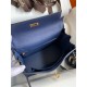 Hermes Kelly 25/28cm Retourne Bag Togo Leather In bleu obscur WAX High