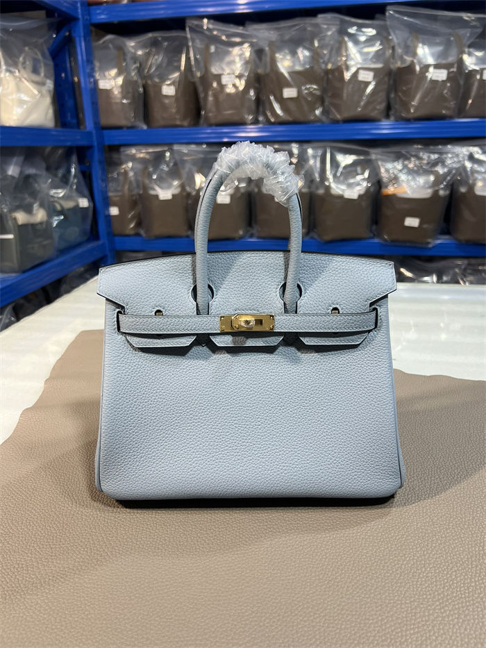 Hermes Birkin 25/30/35cm Bag Togo Leather In Blue Pale WAX High