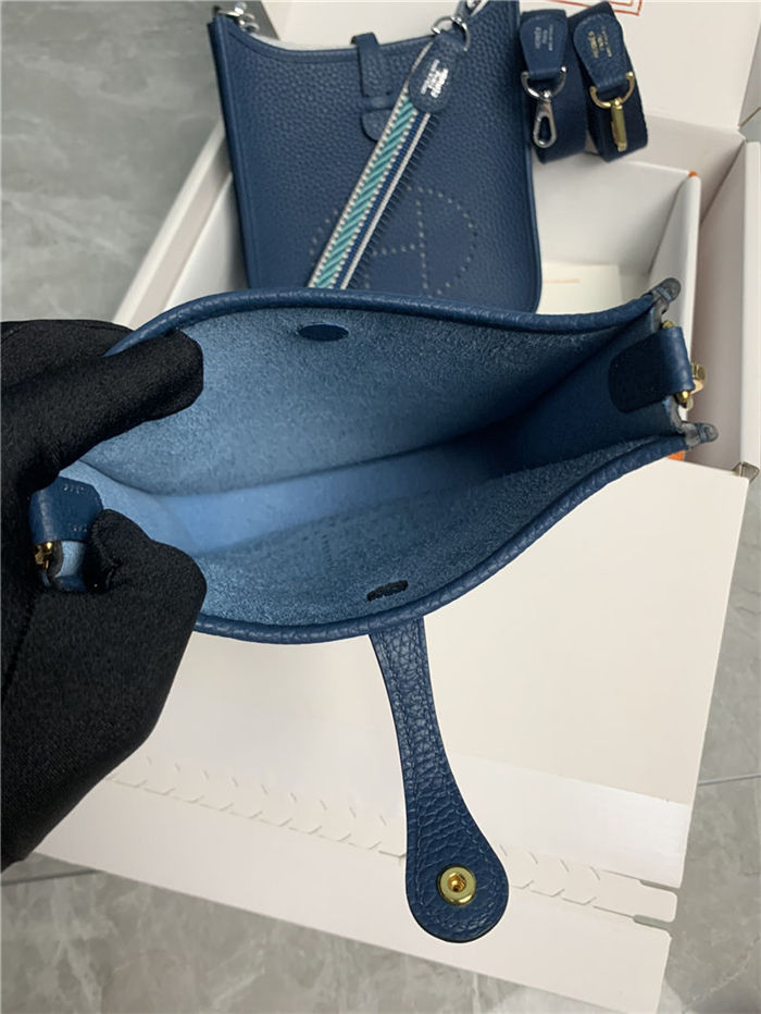 Hermes Evelyne III TPM Mini Bag Togo Leather In Navy Blue WAX High