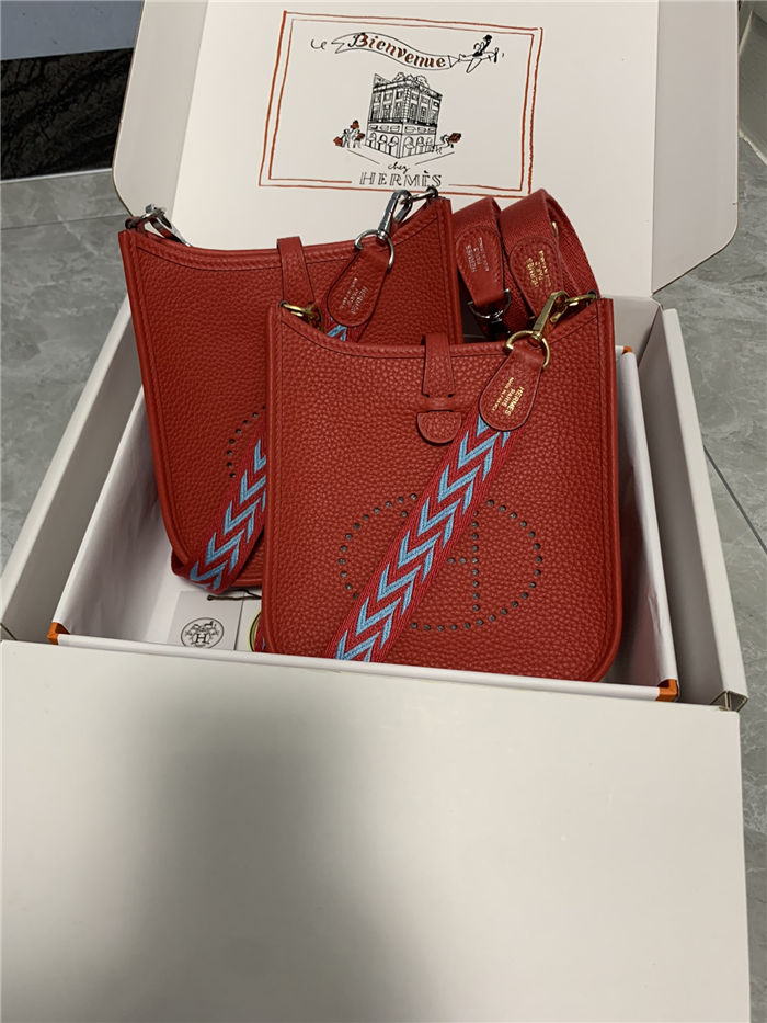 Hermes Evelyne III TPM Mini Bag Togo Leather In Red WAX High