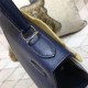 Hermes Kelly 25/28cm Sellier Bag Epsom Leather Silver/Gold Metal In Navy WAX High