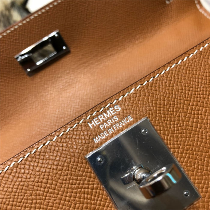 Hermes Kelly 25/28cm Sellier Bag Epsom Leather Silver/Gold Metal In Camel WAX High