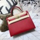 Hermes Kelly 25/28cm Sellier Bag Epsom Leather Silver/Gold Metal In Red WAX High