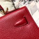 Hermes Kelly 25/28cm Sellier Bag Epsom Leather Silver/Gold Metal In Red WAX High