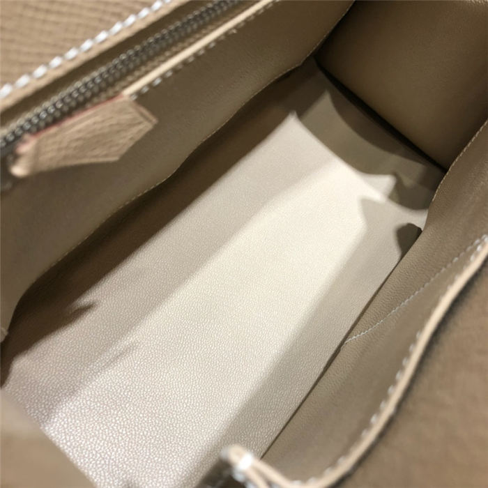 Hermes Kelly 25/28cm Sellier Bag Epsom Leather Silver/Gold Metal In Tourterelle WAX High