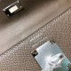 Hermes Kelly 25/28cm Sellier Bag Epsom Leather Silver/Gold Metal In Etoupe WAX High