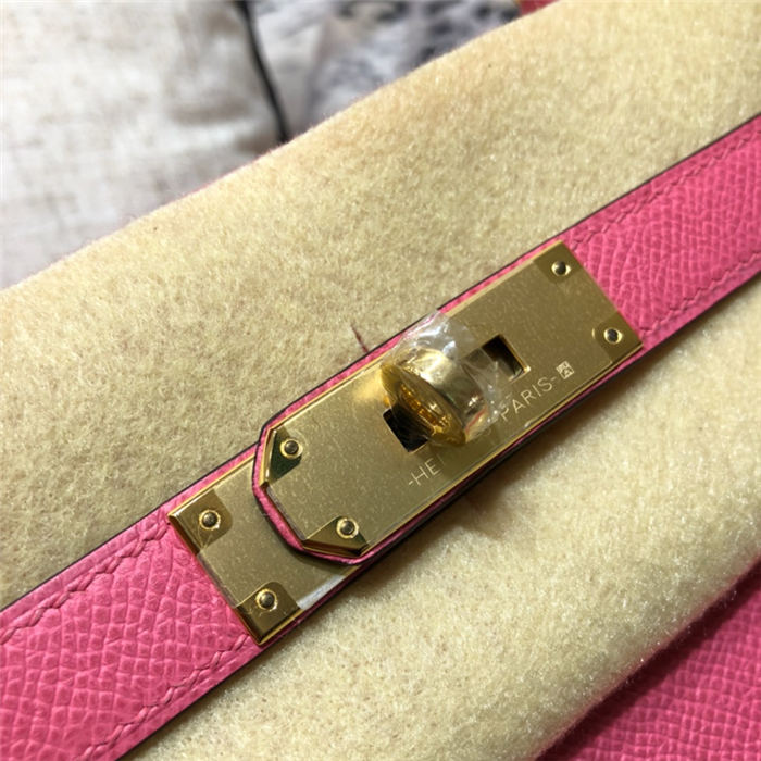 Hermes Kelly 25/28cm Sellier Bag Epsom Leather Silver/Gold Metal In Rose Pink WAX High