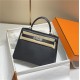 Hermes Kelly 25/28cm Sellier Bag Epsom Leather Silver/Gold Metal In Black-Silver High