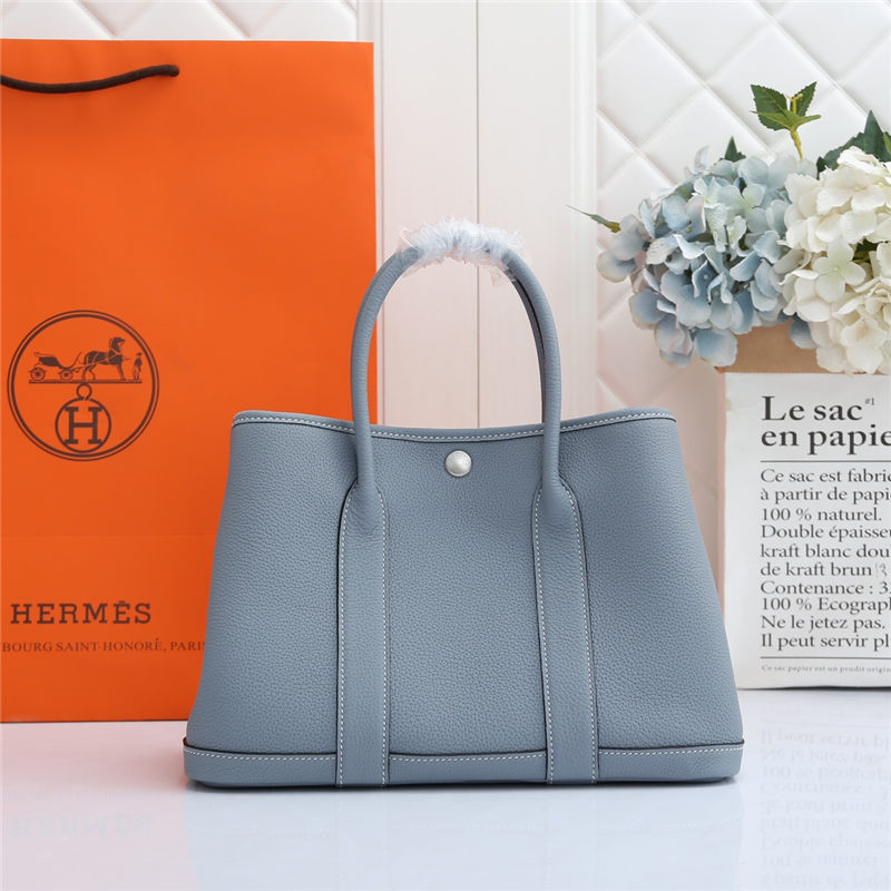 Hermes Garden Party 30/36 Bag Togo Leather WAX Bleu Lin High