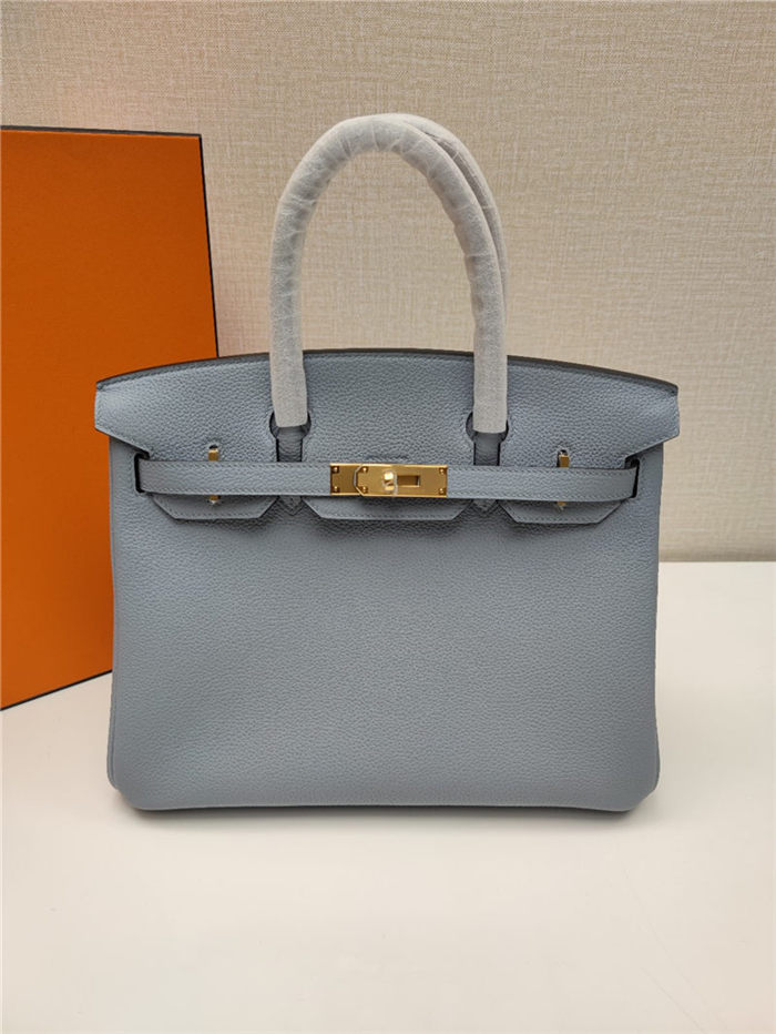 Hermes Birkin 25/30/35cm Bag Togo Leather In Ciel Blue WAX High