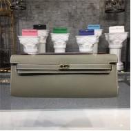 Hermes Kelly Cut Clutch Epsom Silver/Gold Metal WAX High