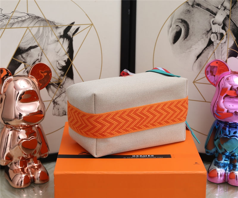 Hermes Bride-a-Brac Travel Case Small/Large Model Zigzag Orange High