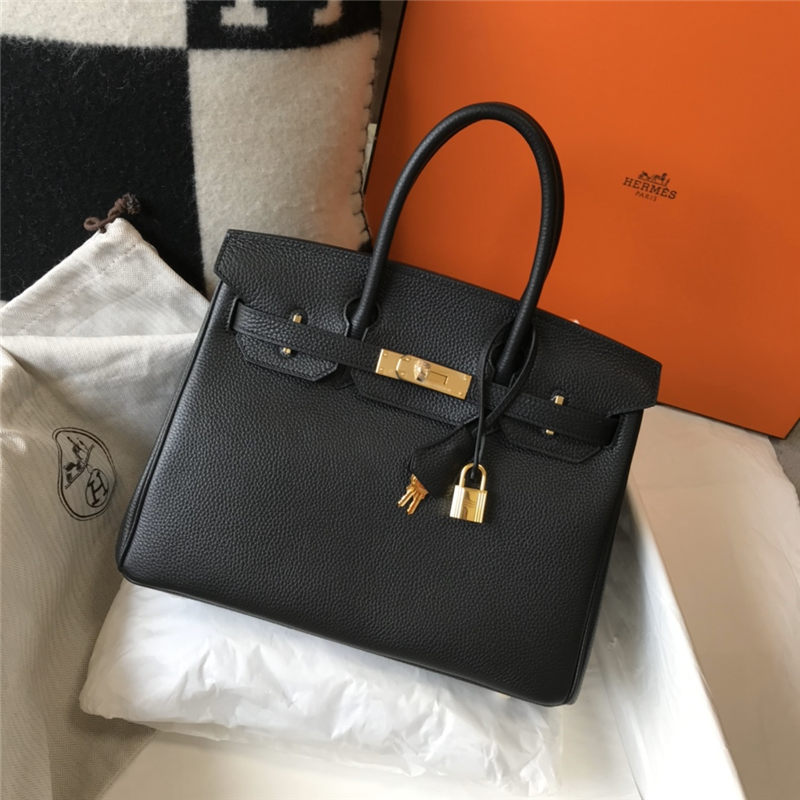 Hermes Birkin 25/30/35cm Bag Calfskin Silver/Gold Metal In Black High