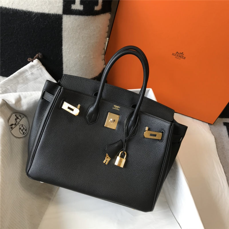 Hermes Birkin 25/30/35cm Bag Calfskin Silver/Gold Metal In Black High