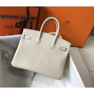 Hermes Birkin 25/30/35cm Bag Calfskin Silver/Gold Metal In Craie High