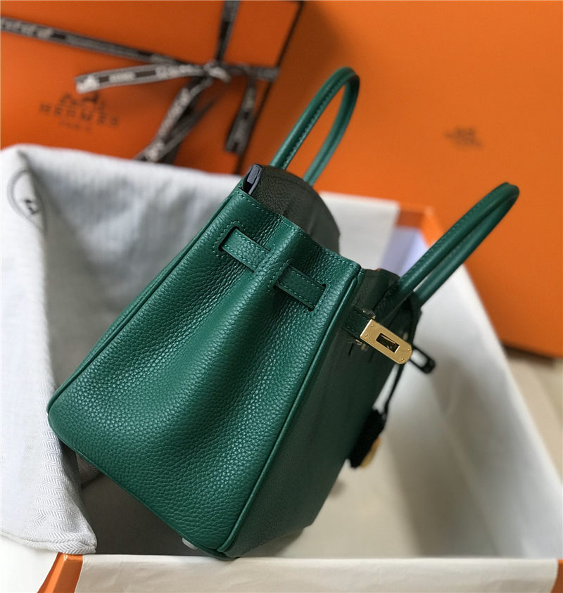 Hermes Birkin 25/30/35cm Bag Calfskin Silver/Gold Metal In Dk-Green High