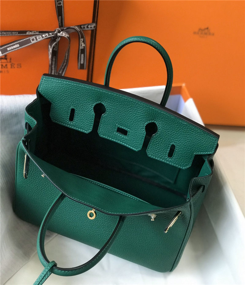 Hermes Birkin 25/30/35cm Bag Calfskin Silver/Gold Metal In Dk-Green High