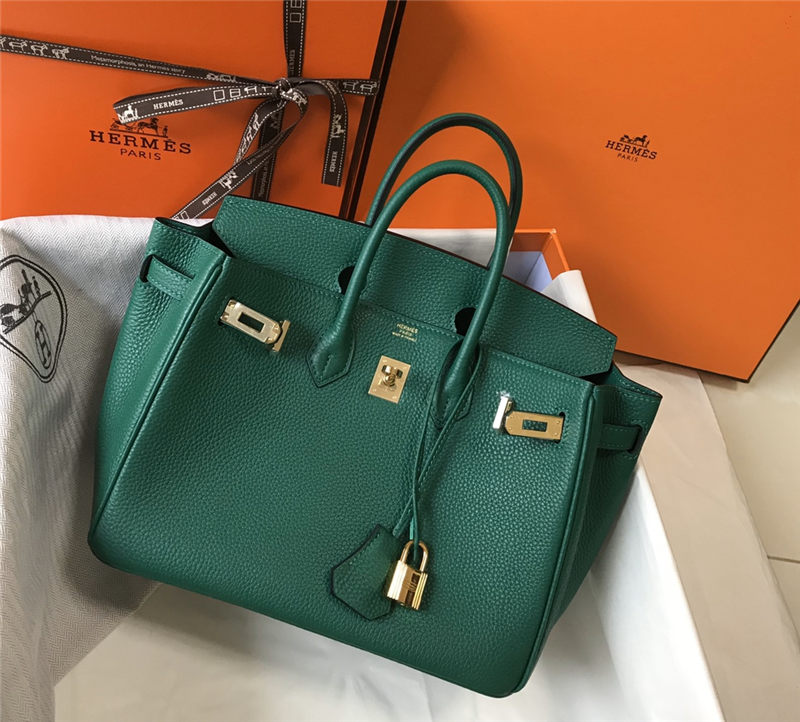 Hermes Birkin 25/30/35cm Bag Calfskin Silver/Gold Metal In Dk-Green High