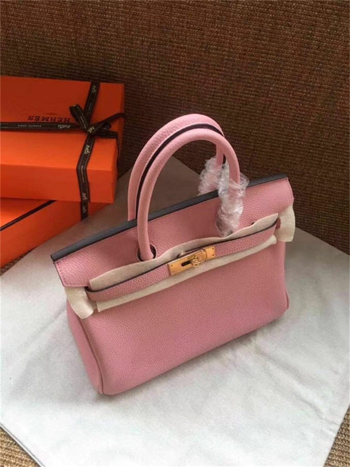 Hermes Birkin 25/30/35cm Bag Calfskin Silver/Gold Metal In Pink High