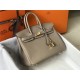 Hermes Birkin 25/30/35cm Bag Calfskin Silver/Gold Metal In Tourterelle High