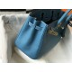 Hermes Birkin 25/30/35cm Bag Calfskin Silver/Gold Metal In Blue High