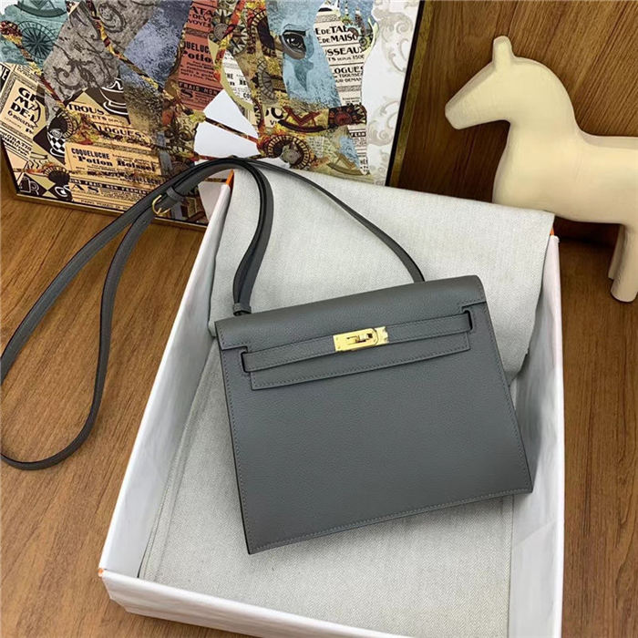 Hermes Kelly Danse 22cm Evercolor WAX Gris Meyer Gold Metal High