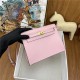 Hermes Kelly Danse 22cm Evercolor WAX Rose Saiura Silver Metal High