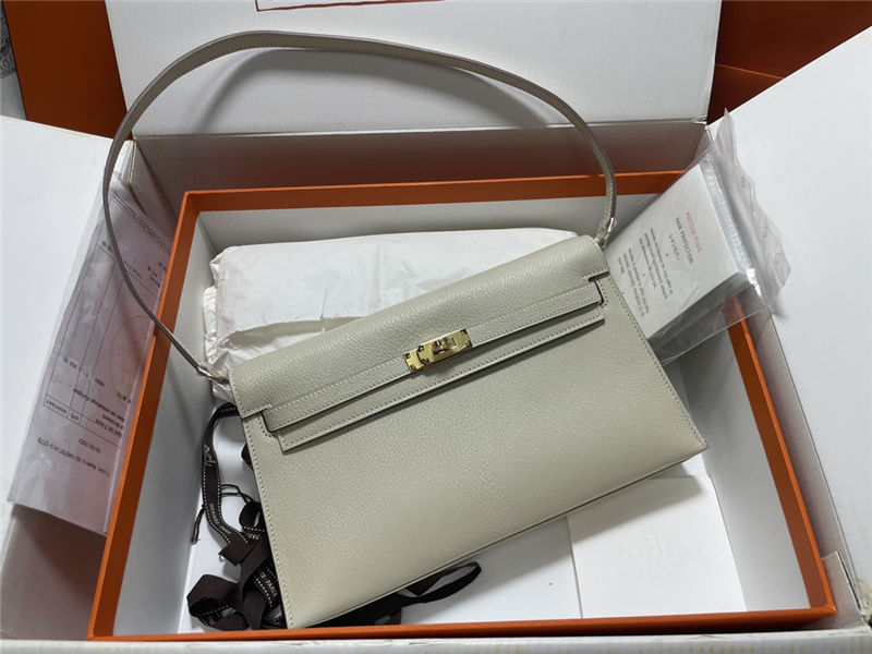 Hermes Kelly Elan 27cm Goatskin Craie Gold-Metal WAX High