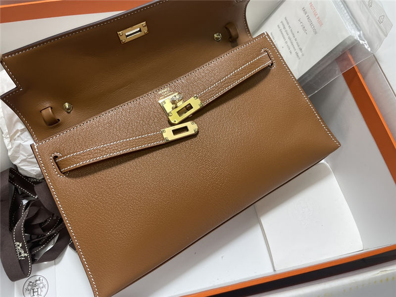 Hermes Kelly Elan 27cm Goatskin Gold Gold-Metal WAX High