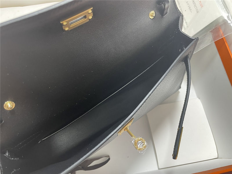 Hermes Kelly Elan 27cm Goatskin Black Gold-Metal WAX High