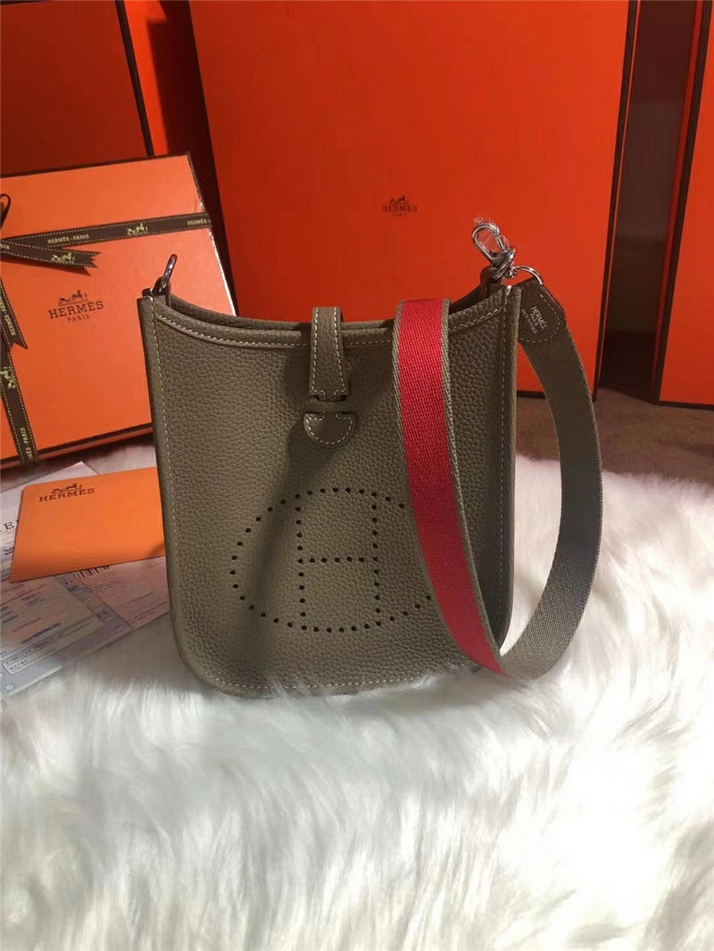 Hermes Evelyne III TPM Mini Bag Calfskin In Etoupe grey High