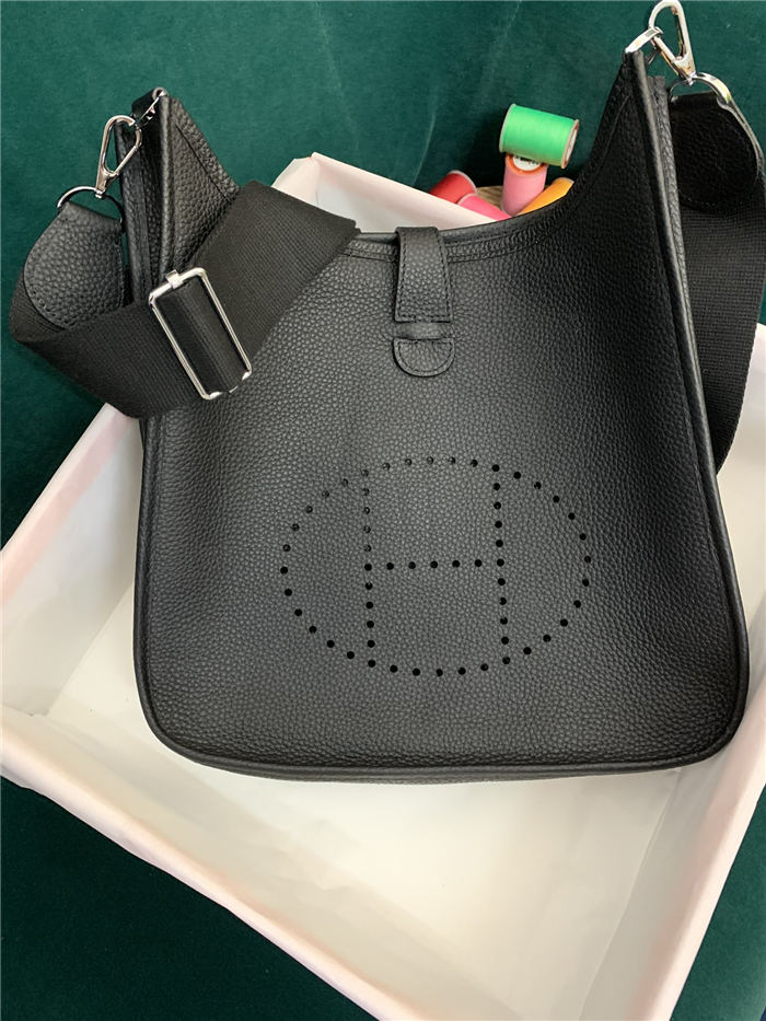 Hermes Evelyne III PM Bag Clemence Leather In Black High