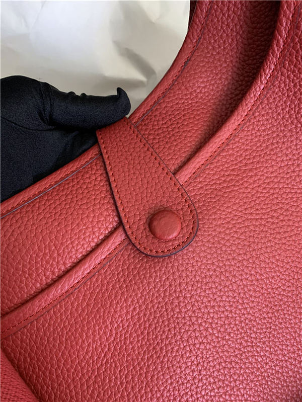 Hermes Evelyne III PM Bag Clemence Leather In Red High