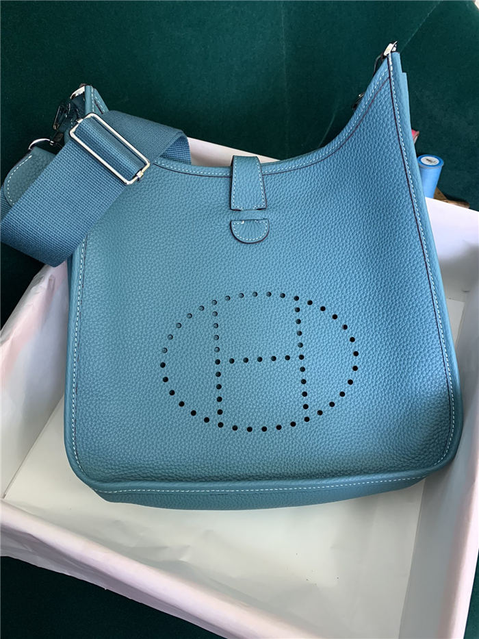 Hermes Evelyne III PM Bag Clemence Leather In Blue High