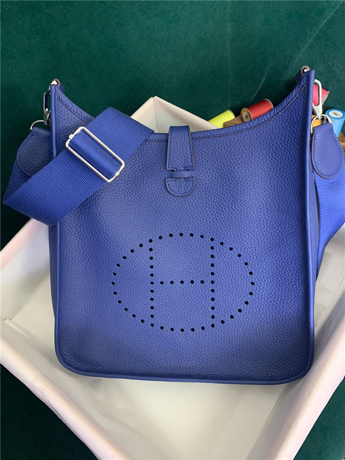 Hermes Evelyne III PM Bag Clemence Leather In Royal Blue High