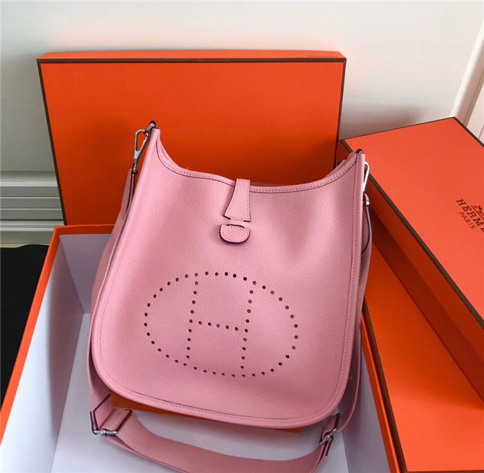 Hermes Evelyne III PM Bag Calfskin In Pink High