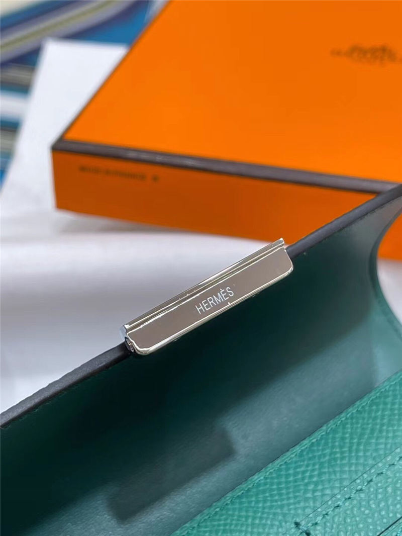 Hermes Constance Compact Wallet Epsom Leather Green High