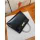 Hermes Kelly 25/28cm Sellier Bag Box Leather In Black WAX High