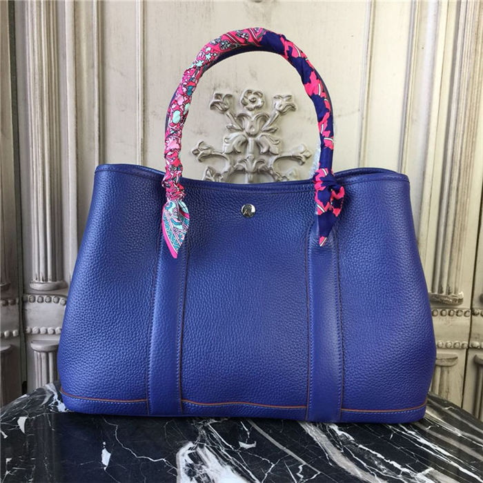 Hermes Garden Party 30/36 Bag Togo Calfskin In Royal Blue High