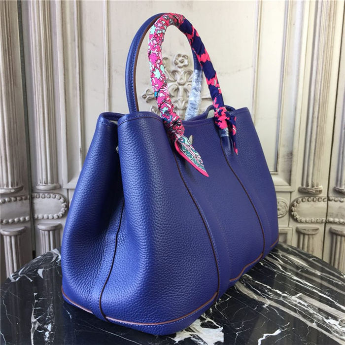 Hermes Garden Party 30/36 Bag Togo Calfskin In Royal Blue High