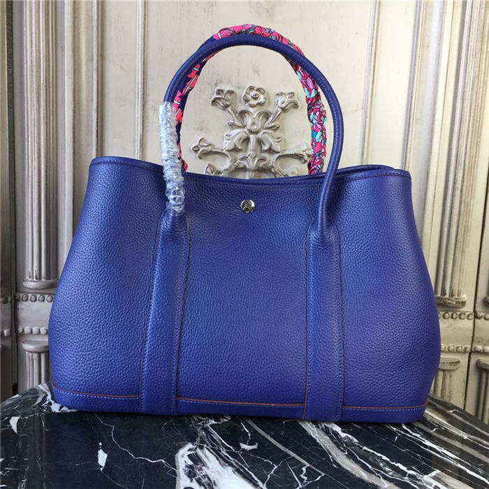 Hermes Garden Party 30/36 Bag Togo Calfskin In Royal Blue High