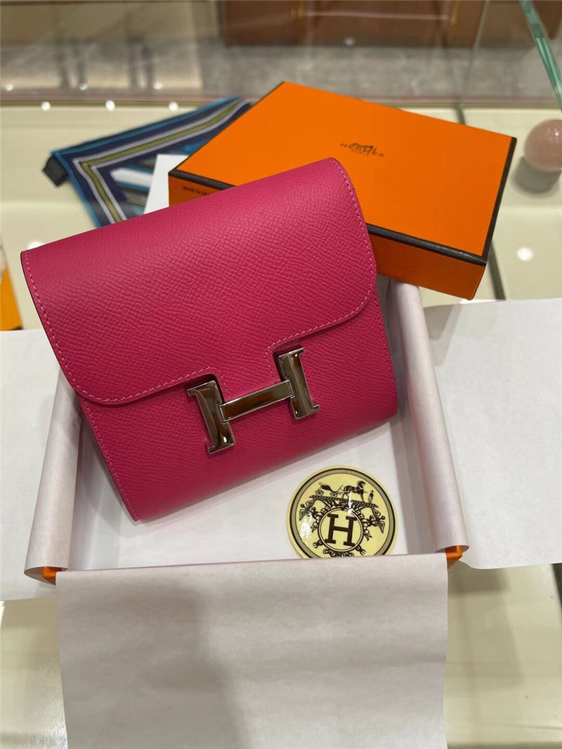 Hermes Constance Compact Wallet Epsom Leather Fuchsia High