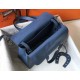 Hermes Halzan 31cm Bag Clemence Leather WAX In Blue Agate High