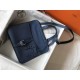 Hermes Halzan 31cm Bag Clemence Leather WAX In Blue Agate High