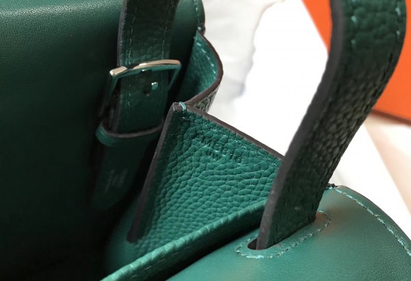 Hermes Halzan 31cm Bag Clemence Leather WAX In Malachite High